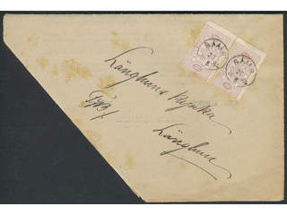 Sweden. Official Facit Tj15 , 6 öre perf. 13 in pair, as LARGEST RECORDED unit on cover. …