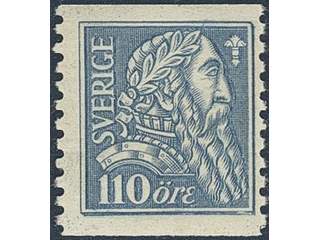 Sweden. Facit 154a ★★ , 1921 Gustaf Vasa 110 öre blue - dull blue vertical perf 9¾ on …