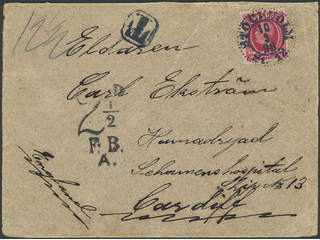 Sweden. Facit 54 cover , 10 öre on insufficiently prepaid cover sent from STOCKHOLM …