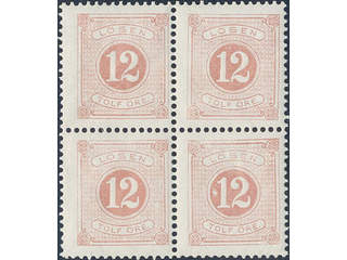 Sweden. Postage due Facit L15 ★★ , 12 öre red, perf 13 in block of four. SEK 1200