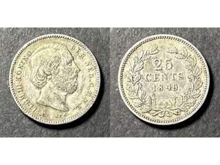 Nederländerna Willem II (1840-1890) 25 cents 1849, VF