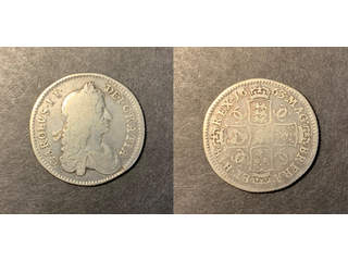 Storbritannien Charles II (1660-1685) 1 shilling 1663, F, lätt rengjord