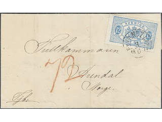 Sweden. Official Facit Tj5a , 12 öre blue, perf 14, blue-greyish paper on cover sent …