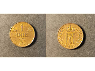 Norge Haakon VII (1905-1957) 1 øre 1910, 01/0