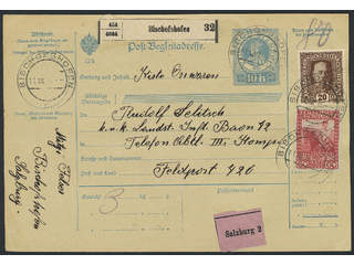 Austria. Michel 173, 191 cover , 20+60 h as additional postage on postal stationery …