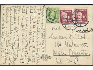 Sweden. Facit 149A, 52 on cover, 5+2x10 öre, scarce and interesting mixed franking, on …