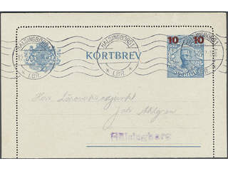 Sweden. Postal stationery, Letter card, Facit kB23, Letter card 10/20 öre with edges, …