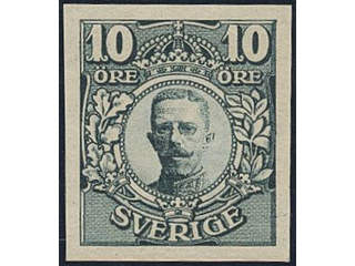 Sweden. Facit 76P (★), Proof, 10 öre green-blue on white paper with INVERTED wm crown. …