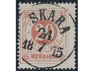 Sweden, Sverige, Sverige, Sverige. Facit 22g used, 20 öre dull red. Superb–EXCELLENT …