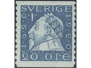 Sweden. Facit 152Acx ★★, 1920 Gustav II Adolf 20 öre blue, perf. on two sides with …