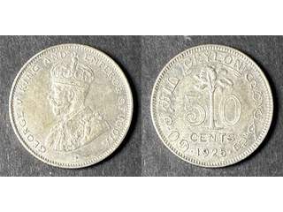Ceylon George V (1910-1936) 50 cents 1925, AU+