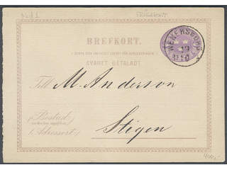 Sweden. Postal stationery, double postcard Facit bKd1CI , Originating card 6 öre sent …