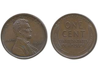 Coins, U.S.A. KM 132, 1 cent 1917. XF-UNC.