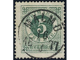 Sweden. Facit 19f used, 5 öre dark green, grainy print. Superb cancellation MALMÖ …