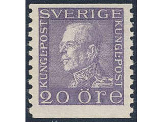 Sweden. Facit 179Af ★★ , 20 öre dull ultramarinish violet vertical perf on soft paper.
