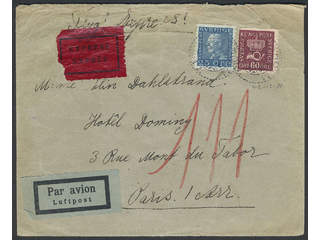 Sweden. Facit 163, 183 cover , 25+60 öre on special delivery air mail cover sent from …