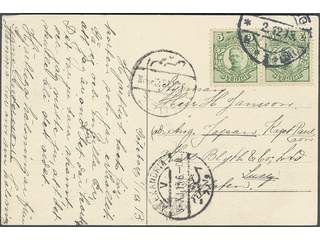 Sweden. Facit 79 cover , 2x5 öre on postcard sent from GÖTEBORG 2.12.13 to Egypt. …