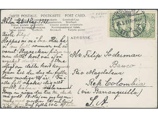 Sweden. Facit 75 cover , 2×5 öre, watermark crown, on postcard sent from STOCKHOLM 1 …