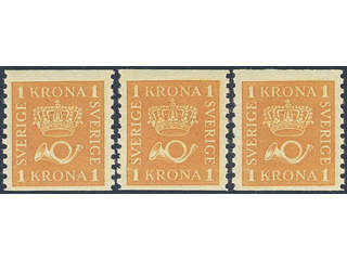 Sweden. Facit 168 ★★ , 1 Krona orange. Three very fine copies. (3).