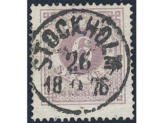 Sweden. Facit 20j used , 6 öre lilac. EXCELLENT cancellation STOCKHOLM 26.2.1876. One …