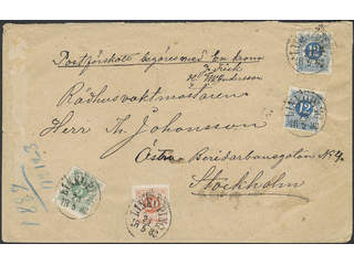 Sweden. Facit 30, 32, 33 on cover, 5+2×12+20 öre on cash on delivery cover sent from …