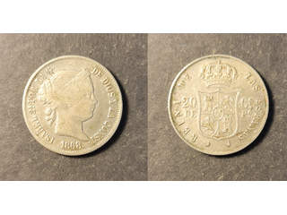 Philippines Isabel II (1833-1868) 20 centimos 1868, VF