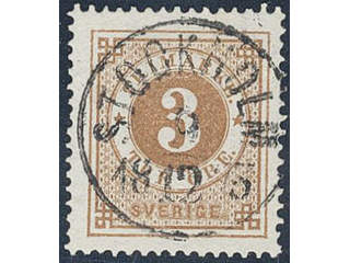 Sweden. Facit 17e used , 3 öre orange-brown. EXCELLENT cancellation STOCKHOLM 9.12.1873. …