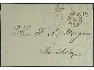 Sweden. O county. GÖTHEBORG 29.6.1836, arc postmark. TYpe 4 on letter sent to Stockholm. …