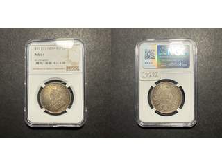 Indien George V (1910-1936) 1 rupee 1911 C, UNC, NGC MS64 Ett-årstyp