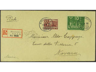 Sweden. Facit 197, 244 cover , 10+35 öre on registered cover sent from STOCKHOLM 1 …