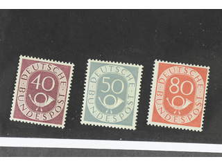 Germany, GFR (BRD). Michel 133, 134, 137 ★, 1951 Posthorn 40 pfg dark grey-lilac. EUR 265