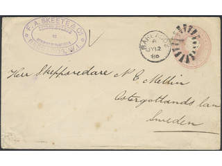 Sweden. Incoming stamped mail. Barbados. Stamped envelope 1 d sent as printed matter …