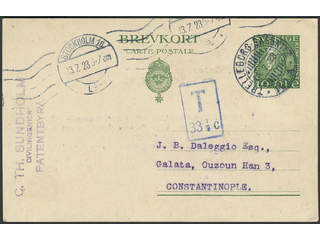 Sweden. Postal stationery, Single postcard, Facit bKe23, Postcard 10 öre sent from …