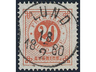 Sweden, Sverige, Sverige, Sverige. Facit 33b used, 20 öre orange-red. EXCELLENT …