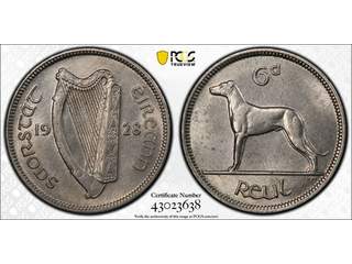 Irland 6 pence 1928, AU/UNC PCGS AU58