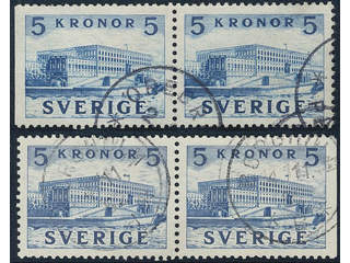 Sweden. Facit 332BC/CB used, 1941 The Royal Castle 5 Kr blue, pair 3+4 and 4+3. A few …