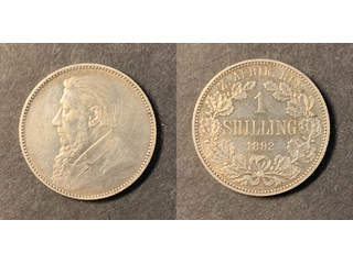 Sydafrika Paul Kruger (1883-1902) 1 shillings 1892, AU lätt rengjord