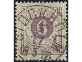 Sweden, Sverige, Sverige, Sverige. Facit 31k used, 6 öre red-lilac on calendered paper. …