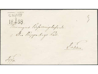 Sweden. W county. GAGNEF 2.6.1858, rectangular postmark. Type 1 on cover sent during the …