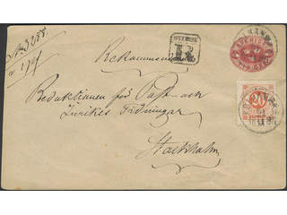 Sweden. Postal stationery, Stamped envelope, Facit Fk3, 33, Stamped envelope 10 öre …