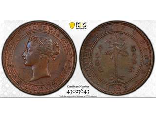 Ceylon Queen Victoria (1837-1901) 5 cents 1892, PCGS AU58