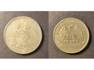 Mexico 1 peso 1872 Mo M, AU