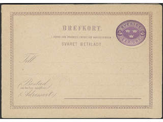 Sweden. Postal stationery, double postcard Facit bKd1CII+CII vV , Reply-paid postcard …