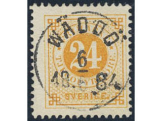 Sweden, Sverige, Sverige, Sverige. Facit 34g used, 24 öre orange. EXCELLENT cancellation …