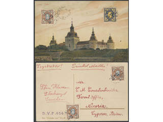 Sweden. Facit 61, 62 cover, 3×1+2 öre on two postcards of which only one with address, …