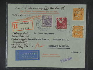 Sweden. Facit 168, 273, 286 cover , 10+60 öre + 2x1 kr on registered air mail cover with …