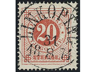 Sweden. Facit 22c used , 20 öre red-light red. EXCELLENT cancellation LINKÖPING …