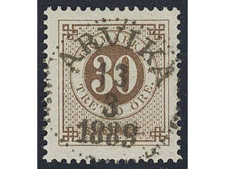 Sweden. Facit 47 used , 30 öre with EXCELLENT cancellation ARVIKA 13.3.1889.