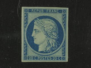 France. Michel Y8f (★) , 1862 Reprint 20C blue. Opinion Calves. EUR 360