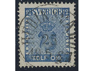 Sweden. Facit 9c3 used , 12 öre blue, perforation of 1865. EXCELLENT cancellation …